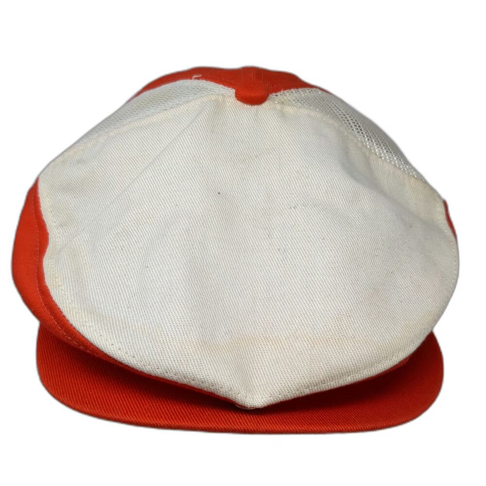 K-Brand Newsboy Cap Orange White One Size Mesh Snapback Hat Plain Two Tone USA